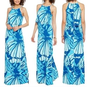 Lilly Pulitzer EUC Levine Maxi Dress in Sparkling Blue Get Inky XL
